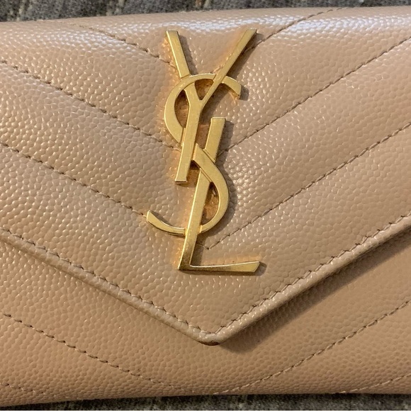 Yves Saint Laurent Taupe Leather Wallet - Picture 1 of 4